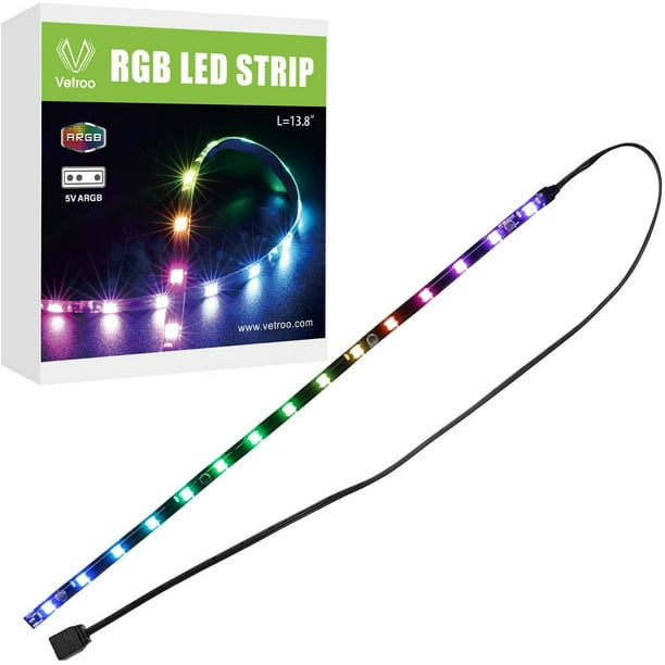 Vetroo ARGB LED Light Strip Lights 15LEDs for Modding PC Case M/B with 3pin 5V RGB Header Compatible with Asus Asrock RGB Led, Gigabyte RGB Fusion, MSI Mystic Light (Single) -