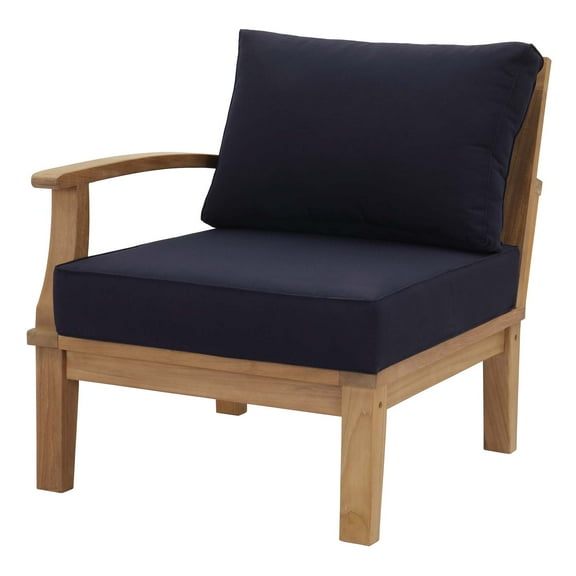 Modern Contemporary Urban Design Outdoor Patio Balcony Garden Furniture Sofa End Chair, Wood, Navy Blue
