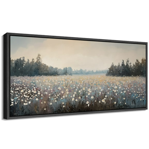 Large Framed Canvas Print Abstract Modern Wall Art Decorative Ready to Hang Painting for Living room Bedroom - 60"x30" Black Frame