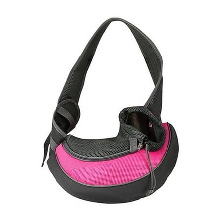 Fresh Fab Finds FFF-Pink-L-GPCT1096 Hand Free Sling Adjustable Padded Strap Tote Bag Breathable Shoulder Bag Carrying Dog & Cat  Pink - Large
