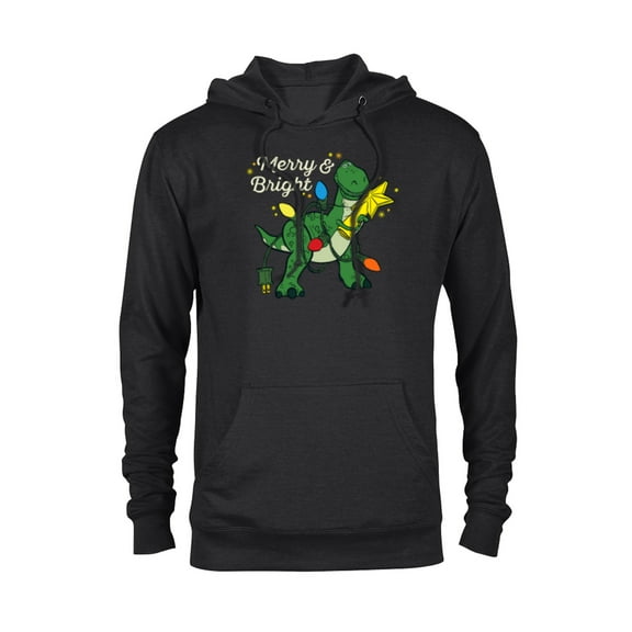 Disney PIXAR Toy Story Rex Merry & Bright - Pullover Hoodie for Adults - Customized-Black