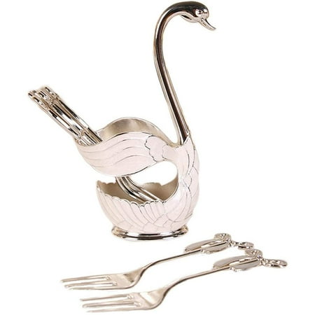 

Elegant Swan Base Holder Spoons Set Coffee Fruit Dessert Flatware Dinnerware for Home Decoration