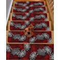 thumbnail image 2 of Red Grey Chrysanthemum Stair Treads Non Slip Indoor for Wooden Steps, Farmhouse Botanical Floral Modern 10 Pcs Stair Mats for Elders Dogs, 8 x 30 Inch Carpet Treads Runner Rugs for Staircase, 2 of 7