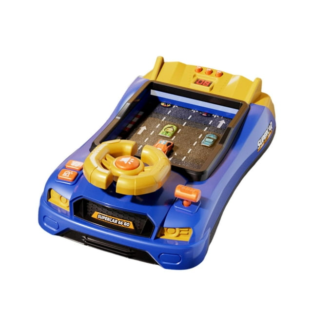 Coche de carreras de aventura con volante, juguete educativo, coche musical resistente, juguete de conducción. Versión temporizador azul