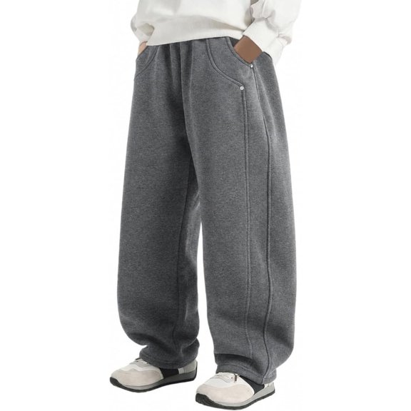 TIREOW Girls and Boys Sweatpants Elastic High Waist Straight Wide Leg Jogger Sweat Pants Comfortable Lightweight Casual Baggy Streetwear Pants