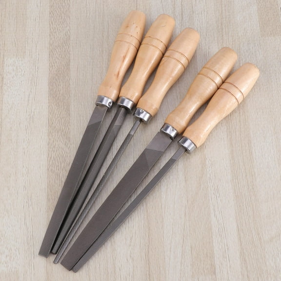 WHAMVOX 5pcs 6inch High Carbon Steel File Set with Wooden Handles Rasp File