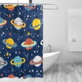 thumbnail image 2 of Coolnut Galaxy Space Planets Shower Curtain Bathroom Decor Watercolor Shower Curtain Sets Fabric Cloth Bathroom Curtains with Hooks 60x72 Inch, 2 of 6
