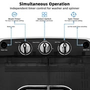 Costway 13lbs Portable Semi-Automatic Twin Tub Wash Machine W/ Built-In Drain Pump Black