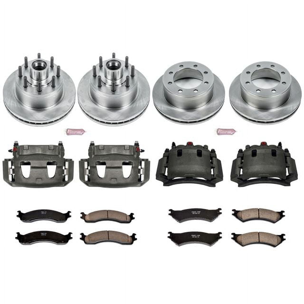 PowerStop Front and Rear Stock Replacement Brake Pad and Rotor Kit with Calipers Fits: FORD Select Models KCOE4434