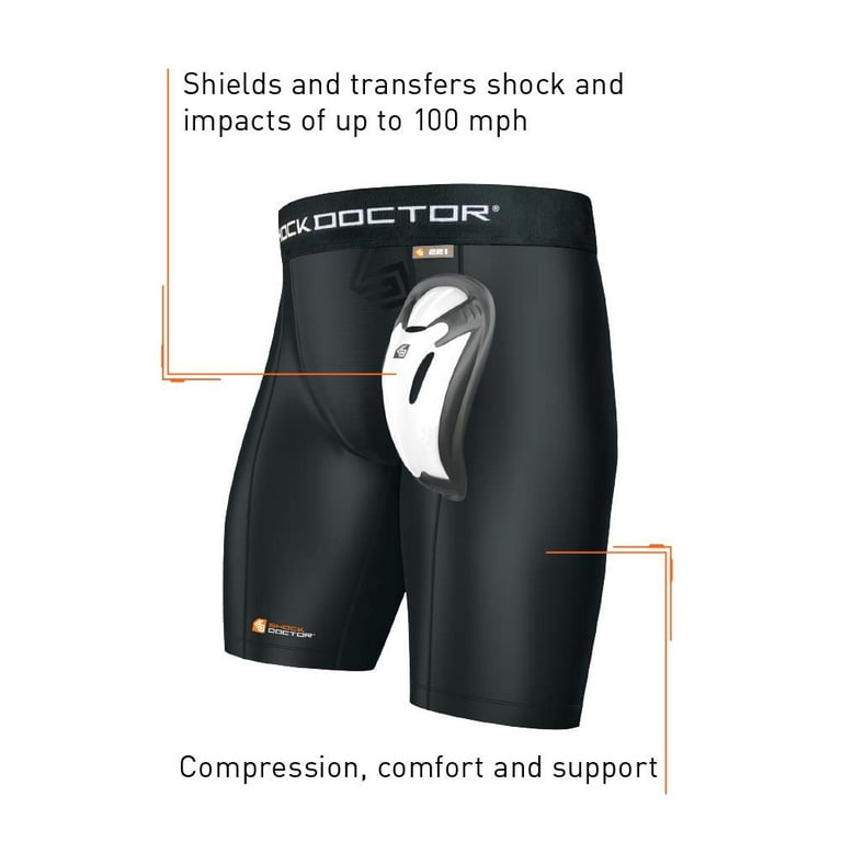 Shock Doctor ショック ドクター Sliding Padded Shorts with Protection Cup Included.  Compression Slider Shorts. ユニセックス