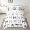 thumbnail image 2 of Erosebridal Cute Bowknot Bed in a Bag Twin Size,Stars Print Bed Set,Black White Bedding Twin Size For Girls,Breathable Bedroom Decor Reversible,7 Pieces, 2 of 7