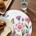 thumbnail image 3 of Pink Flowers Round 13 Inch Placemats Set of 2, Spring Floral Butterfly Leaves Plants Pastoral HeatResistant Non Slip Place Mats for Dining Table, Wipeable Braided Kitchen Table Mats for Housewarming, 3 of 9