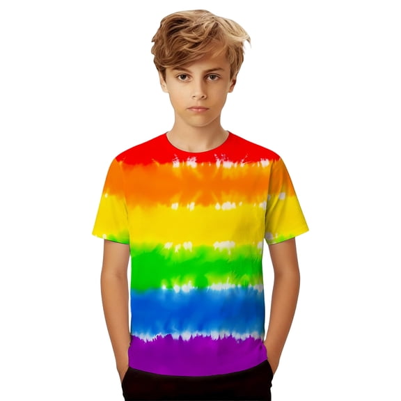 BOOMNY Toddler Boys Short Sleeve T Shirts Colorful Graphic T-Shirts Loose Tee Tops, Sizes 1-2 Years