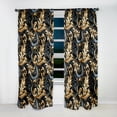 thumbnail image 4 of Designart "Blossoms Of Black And Gold In A Damask Pattern I" Damask Curtain Single Panel, 4 of 6