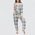 thumbnail image 4 of HUJlwoi Womens Fleece Pajama Sets Fluffy Warm Sherpa Plaid Pj Set Cozy Thermal Loungewear Plush Sleepwear Two Piece Set, 4 of 6