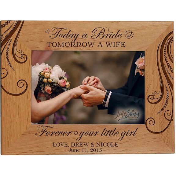 LifeSong Milestones Customized Engraved Horizontal Wedding Picture Frame - Today a bride…