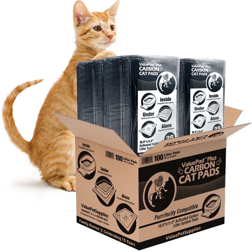 ValuePad Plus Cat Litter Pads, 16.9x11.4 Inch, Carbon Odor Control, 100