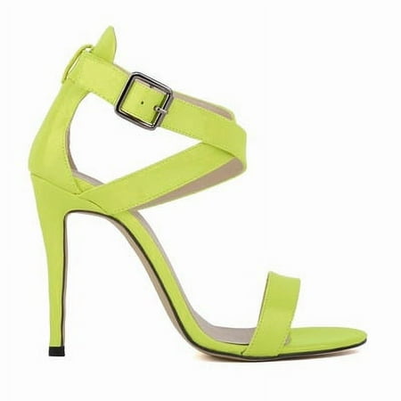 

Women Cross Strappy Peep Open Toe Sandals Platform Ankle-Strap Stiletto High Heel Dress Shoes Wedding Patent 4.7 Inch Sandals