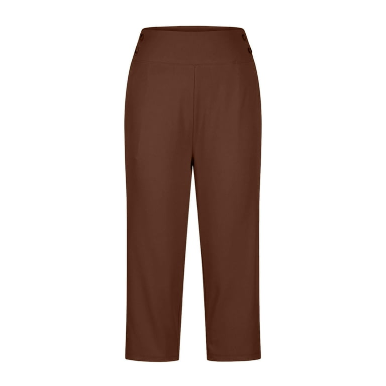 REALiKUN Dressy Capri Pants for Women High Waist Stretch Womens