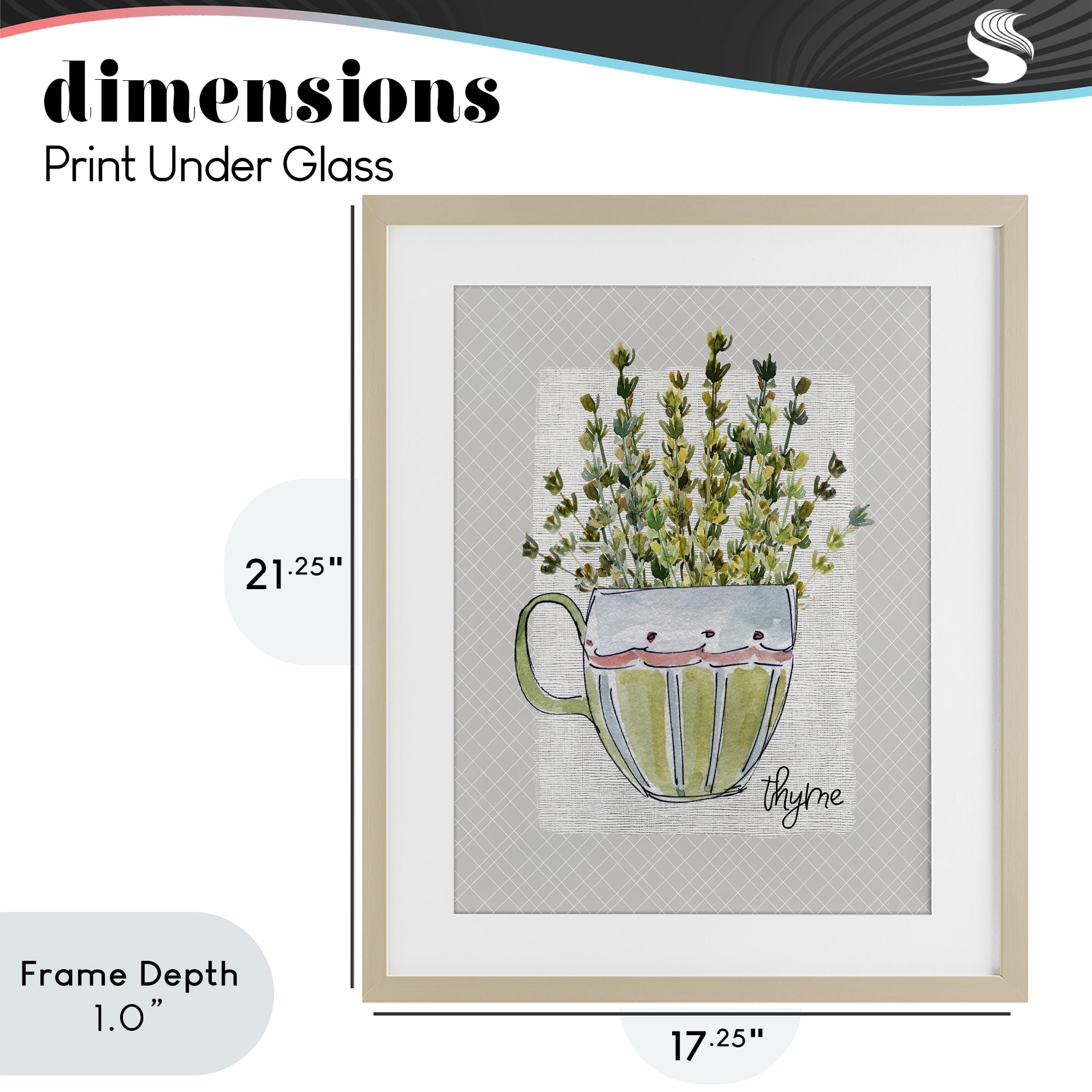 Stupell Industries Thyme Herb Mug Birch Framed Print Under Glass, design by Livi Finn
