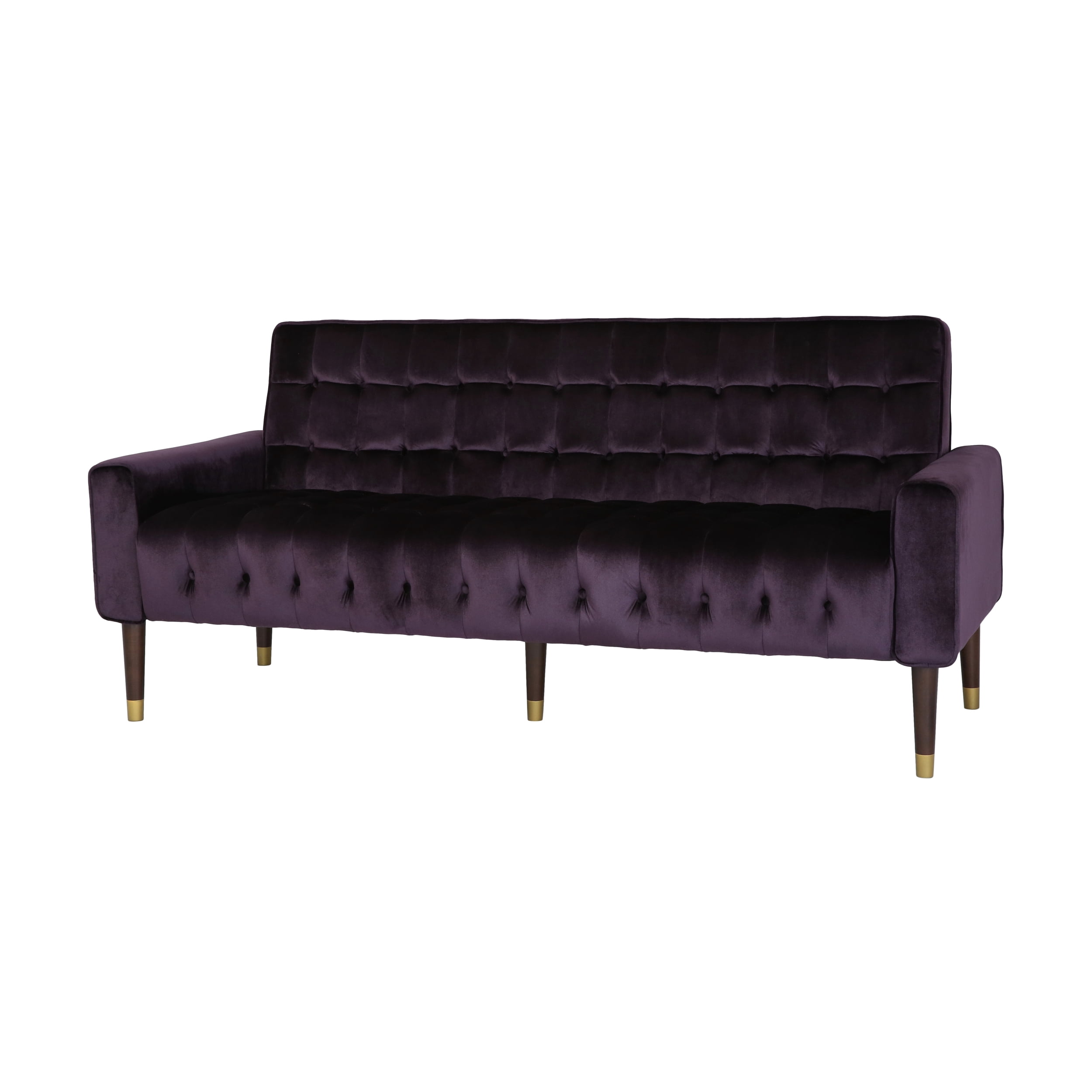 Noble House Gracelynn Tufted Velvet Sofa, Blackberry