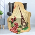 thumbnail image 4 of Vintage Soft Flannel Fleece Blanket, Love in Paris Lettering Eiffel Tower Macrame Effect Europe Watercolor Vintage, Cozy Plush for Indoor and Outdoor Use, 50" x 60", Orange Green Red, by Ambesonne, 4 of 5