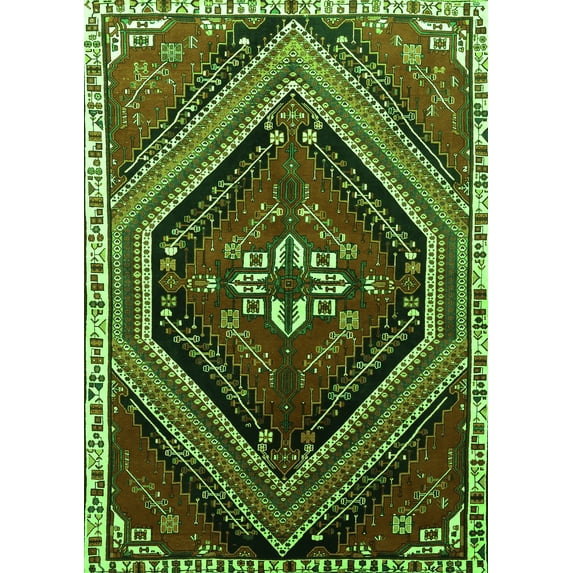 Ahgly Company Indoor Rectangle Persian Green Traditional Area Rugs, 4' x 6'