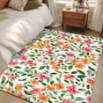 thumbnail image 5 of Spring Floral Area&nbsp;Rug 4x6ft Watercolor Orange Pink Flowers Green Leaves Farmhouse Non-Slip&nbsp;Washable Square&nbsp;Rugs Soft Felt Indoor Floor Mat for Bedroom Kitchen Living Room Bathroom, 5 of 9