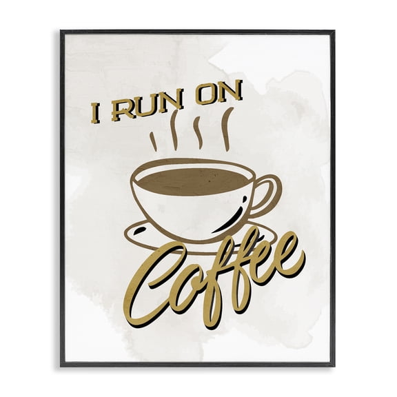 Stupell Industries Traditional Retro Run on Coffee Black Framed Giclee Art, 24 x 30, by Kim Allen