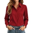thumbnail image 2 of biudgviw Womens Dress Shirts Formal Fit Long Sleeve Tunic Tops Casual Button Down Collared Satin Blouse for Work Office, 2 of 7