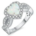 thumbnail image 2 of VAKKI 2 CT 925 Sterling Silver Heart Opal Promise Rings for Women White Gold Plated Twisted Band Wedding Ring, 2 of 5