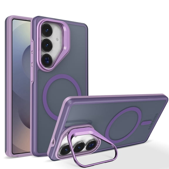 Allytechgroup for Samsung Galaxy S26 Case, Compatible with Magsafe Magnetic Protective Back Cover with Kickstand Shock-Absorbent PC TPU Non-Slip Anti-Scratch Cover for Women Men, Purple