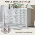 thumbnail image 5 of wow97e Modern 8 Drawer Dresser for Bedroom, Wooden Large Dressers & Chests of Drawers w/Diamond Panel Decorate, White, 5 of 6
