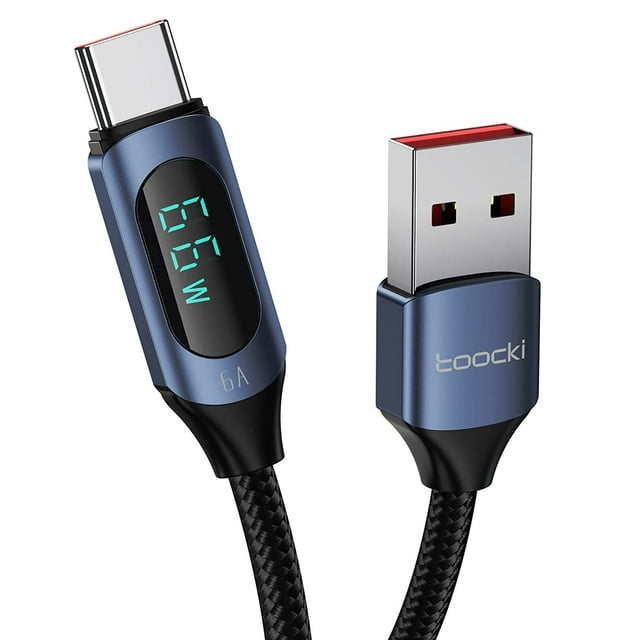 HAHDAXIA 6.6FT USB C Cable Fast Charge Type C Cable 6A PD 66W C Charge Cable Fast Charging with Led Display, USB C Fast Charging Nylon Braided Charge Cable 480Mbps Data for Samsung Galaxy iPa