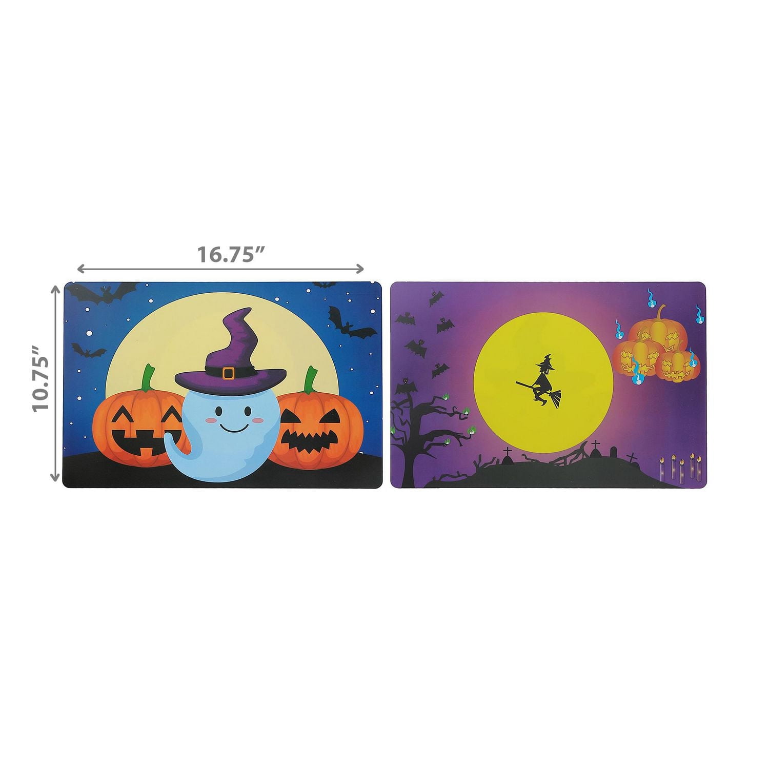 Set De Table Réversible Pp Fantôme Et Sorcière - Lot De 12