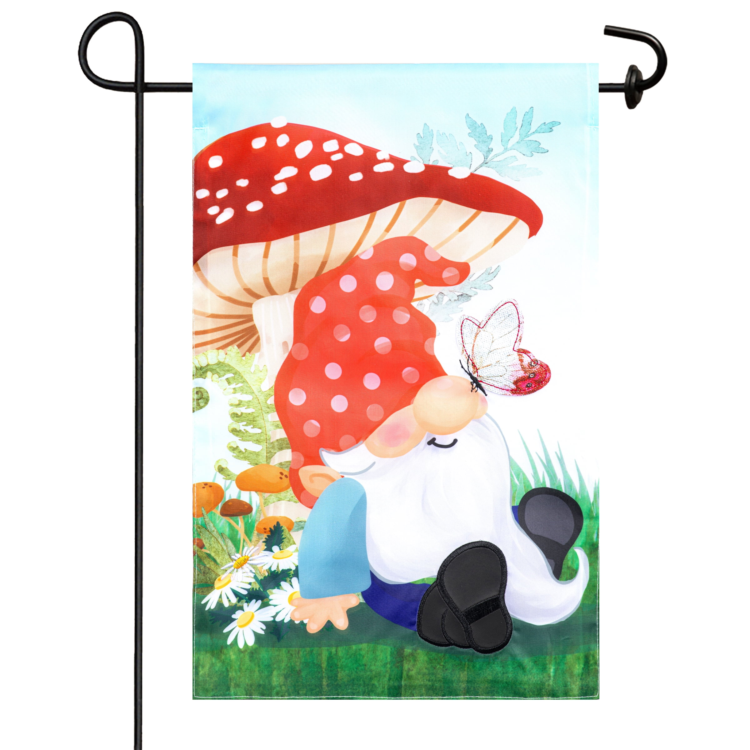 Meadow Creek 11.5" x 18" Spring Mushroom Gnome Outdoor Yard Flag