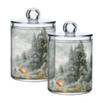 thumbnail image 2 of Forest and Mushrooms Bathroom Canisters Set of 4 Translucent Plastic Storage for Cotton Pads and Floss, 2 of 7