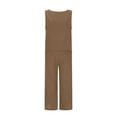 thumbnail image 3 of 2 Piece Travel Outfits for Women Summer Two Piece Sets for Women Clothing Set Female Round Neck Sleeveless Tops Pants Sets Casual Pant Style S_134 Women's Tracksuits Brown 4XL, 3 of 8
