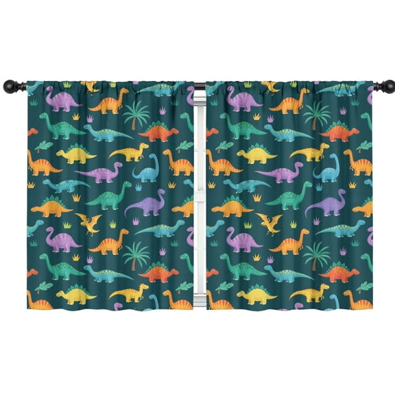 Blackout Kids Curtains,Dinosaur and Palm Tree Pattern Childrens Insulated Curtains Set Of 2,Bedroom Essentials,Toddler Room Decor 42"x54"
