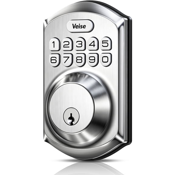 Veise VE001 Keyless Entry Deadbolt, Electronic Keypad Lock, Satin Nickel ANSI Grade 3 Security, 20 User Codes, Low Battery Alert, IP55 Waterproof, One Touch Lock, Anti-Peep Password & 2 Backup Keys