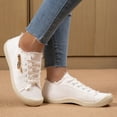 thumbnail image 6 of Mostsola Sneakers for Women Canvas Shoes Flats Lace up Low Top Walking Shoes Fashion Sneakers, 6 of 9