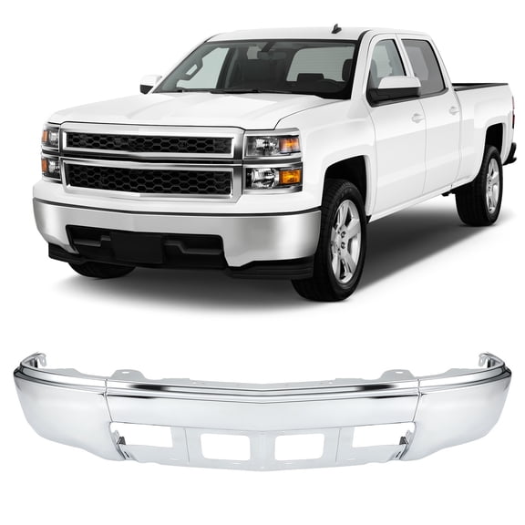 For 2014-2015 Chevy Silverado 1500 Steel Front Bumper Face Bar Chrome W/O */L