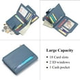 thumbnail image 6 of Genuine Leather Wallets for Women RFID Blocking Bifold with Zipper Pocket, 2 ID Windows, 18 Card Slots, Blue, 6 of 7