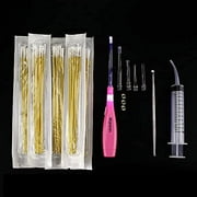 Airgoesin Tonsil Stone Removal Set: 1 Stainless Steel Tonsil Stone Removal Tool, 1 Longer Tonsillolith Exorcism Kit with LED Light, 50 Swabs and 1 Curved Irrigator Syringe to Get Rid of Bad Breath
