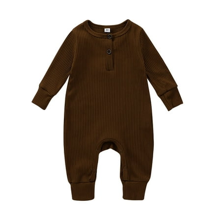 

JBEELATE Unisex Newborn Baby Clothes Solid Color Baby Rompers Cotton Knitted Long Sleeve Toddler Jumpsuit Infant Clothing 3-18M