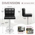 thumbnail image 6 of Homall Bar Stools Set of 2 Modern PU Leather Hydraulic Kitchen Counter Square Island Height Adjustable Swivel Barstool with Back, Black, 6 of 11