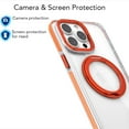 thumbnail image 3 of Rotatable Stand Case for iPhone 15 Plus, [Metal Ring Invisible Stand] [Clear Non-Yellowing] Slim Clear Case with Holder Miitary Grade Protection Phone Cover for iPhone 15 Plus, Orange, 3 of 8