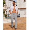 thumbnail image 4 of COOFANDY Men's Linen Drawstring Pants Casual Summer Beach Cotton Linen Pants, 4 of 5