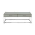 thumbnail image 3 of Inspired Home Maximo Table Basse 2 Tiroirs Pieds en Acrylique Haute Brillance Base en Acier Inoxydable Chromé Design Moderne, Gris Clair/chrome, 3 of 9