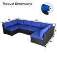 thumbnail image 3 of Royalcraft 6 Pieces PE Black Patio Outdoor Furnitures Set,Patio Sofa Sets Outdoor Rattan Conversation Furniture Set with Dark Blue Cushions, 3 of 8